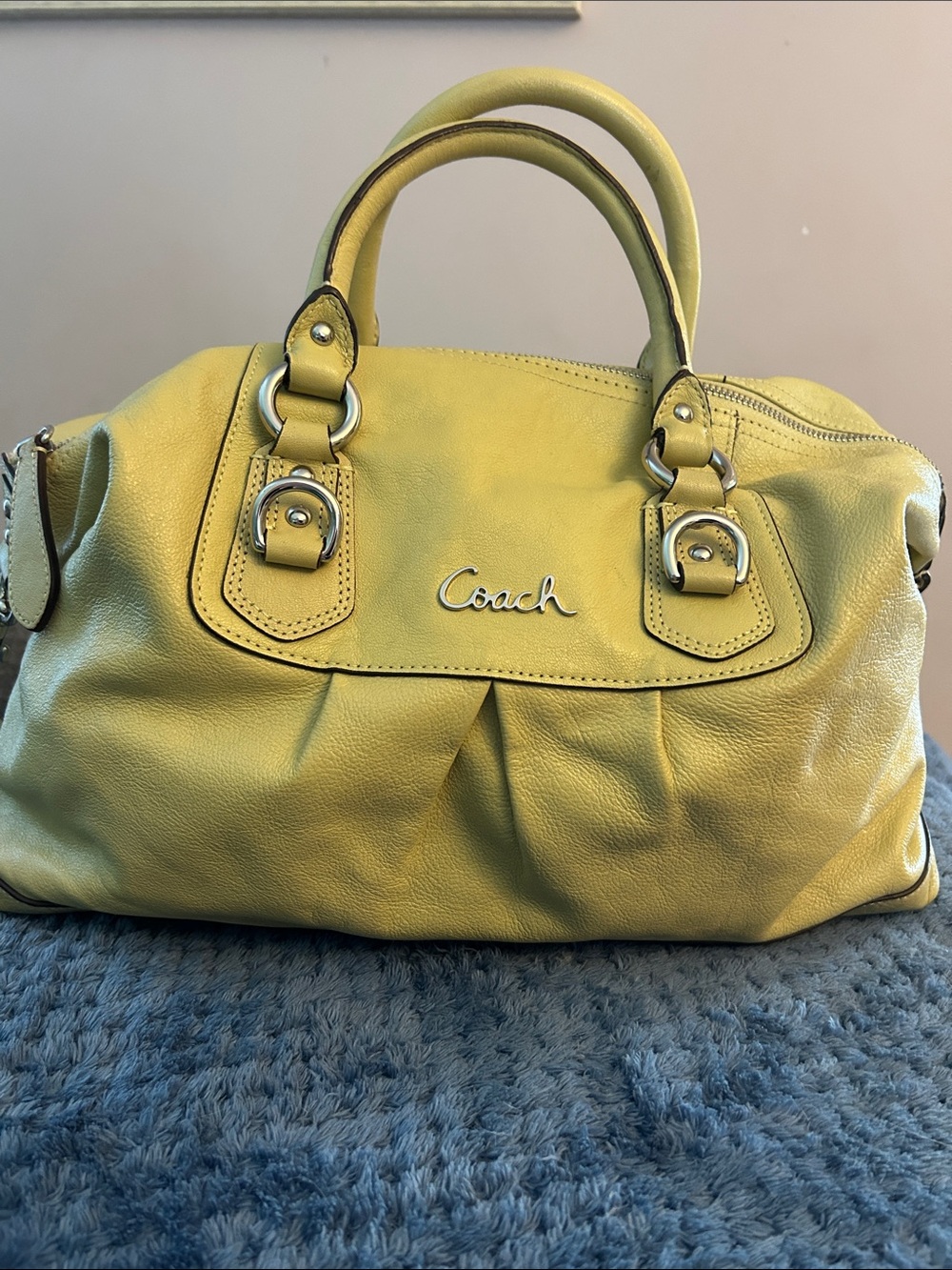 Coach Yellow Leather Satchel with Top Handles